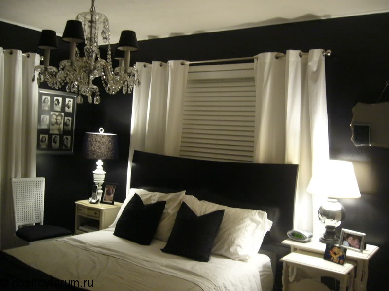 дизайн спальни в черном цвете