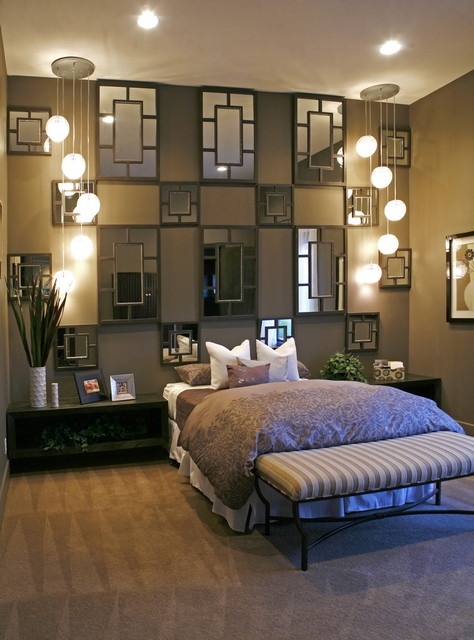 Фото дизайна стильной спальной комнаты 