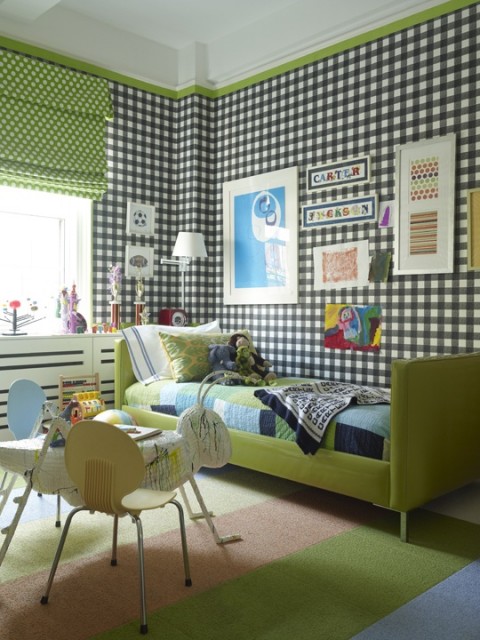 Интерьер детской комнаты с геометрическим рисунком