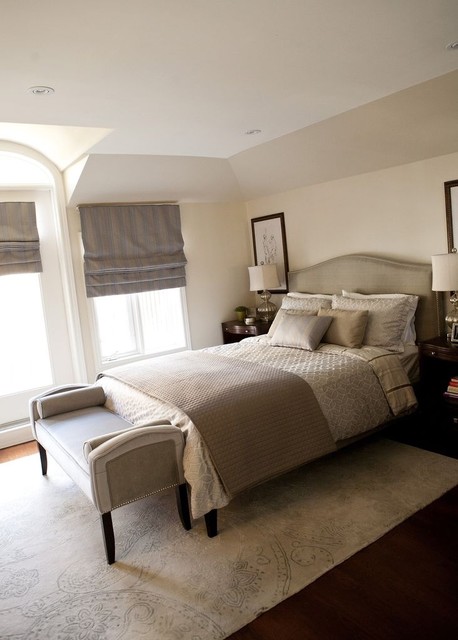 Современный воздушный дизайн интерьера спальни с оттенками ретро.