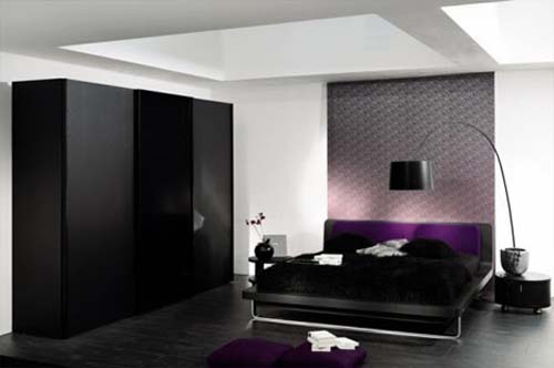 Дизайн проект интерьера черной спальни 