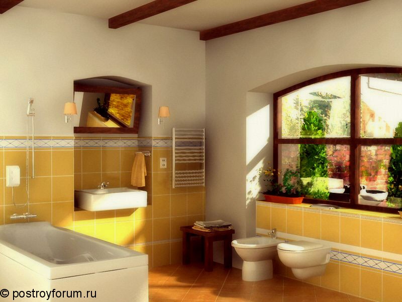 Дизайн ванной комнаты, создает ощущения простора