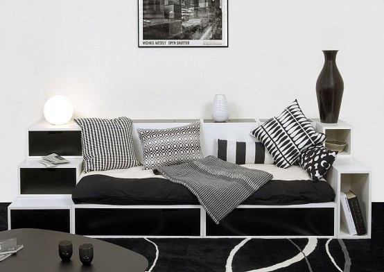 Интерьер гостиной в черно - белом цвете